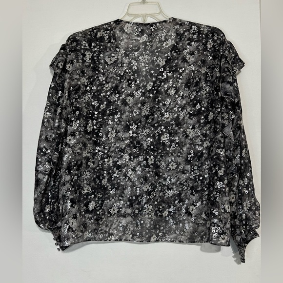 The Kooples Paris Women's Long Sleeve Button Down Floral Ruffle Blouse EU 2/ S - Picture 10 of 12